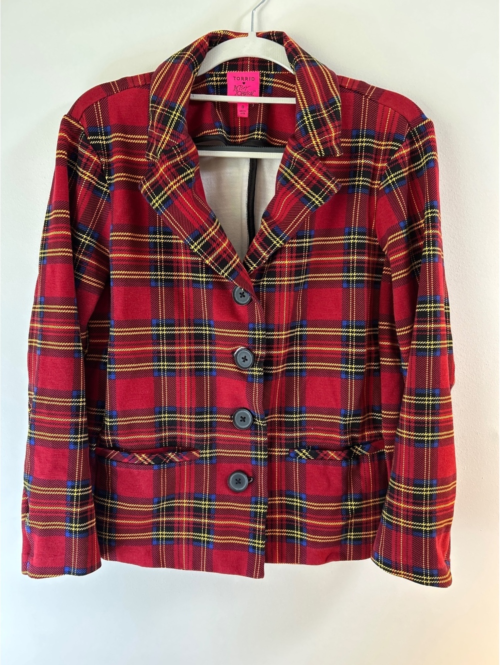Torrid Betsey Johnson Red Plaid Blazer Jacket Size 0